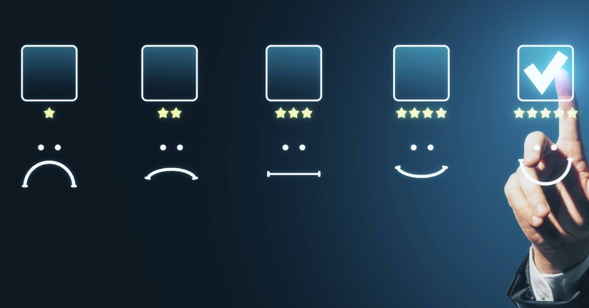 Imagem representando níveis de satisfação em uma pesquisa de satisfação do cliente